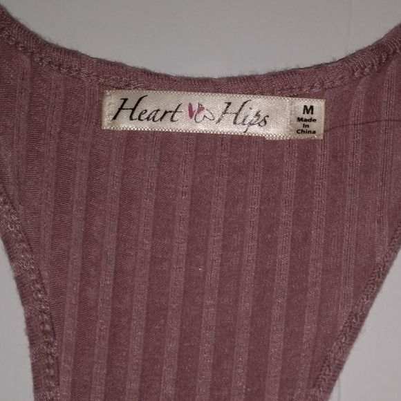 Heart Hips Sleeveless Ribbed Body Dress, Med, Mauve, Rayon Spandex, pre-… - Picture 5 of 6